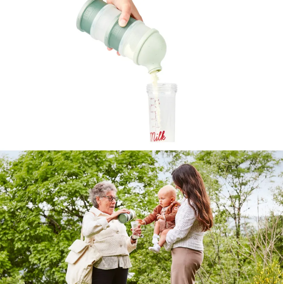 Pack chauffe biberon nomade moov and feed vert sauge + boîte doseuse babydose