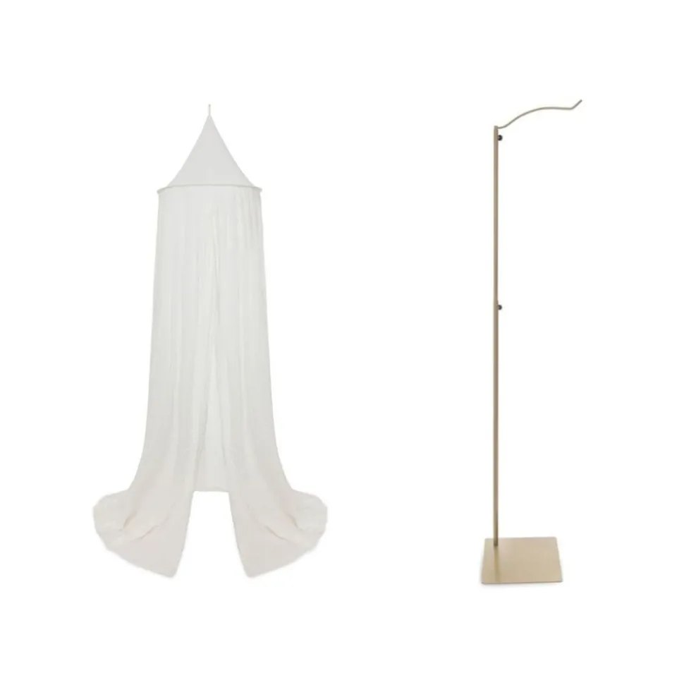 Pack ciel de lit vintage 245 cm ivoire + flèche de lit messing gold