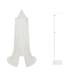 Pack ciel de lit vintage 245 cm ivoire + flèche de lit blanche
