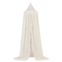 Pack ciel de lit vintage 245 cm ruffle ivoire + flèche de lit messing gold