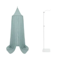 Pack ciel de lit vintage 245 cm sea green + flèche de lit blanche