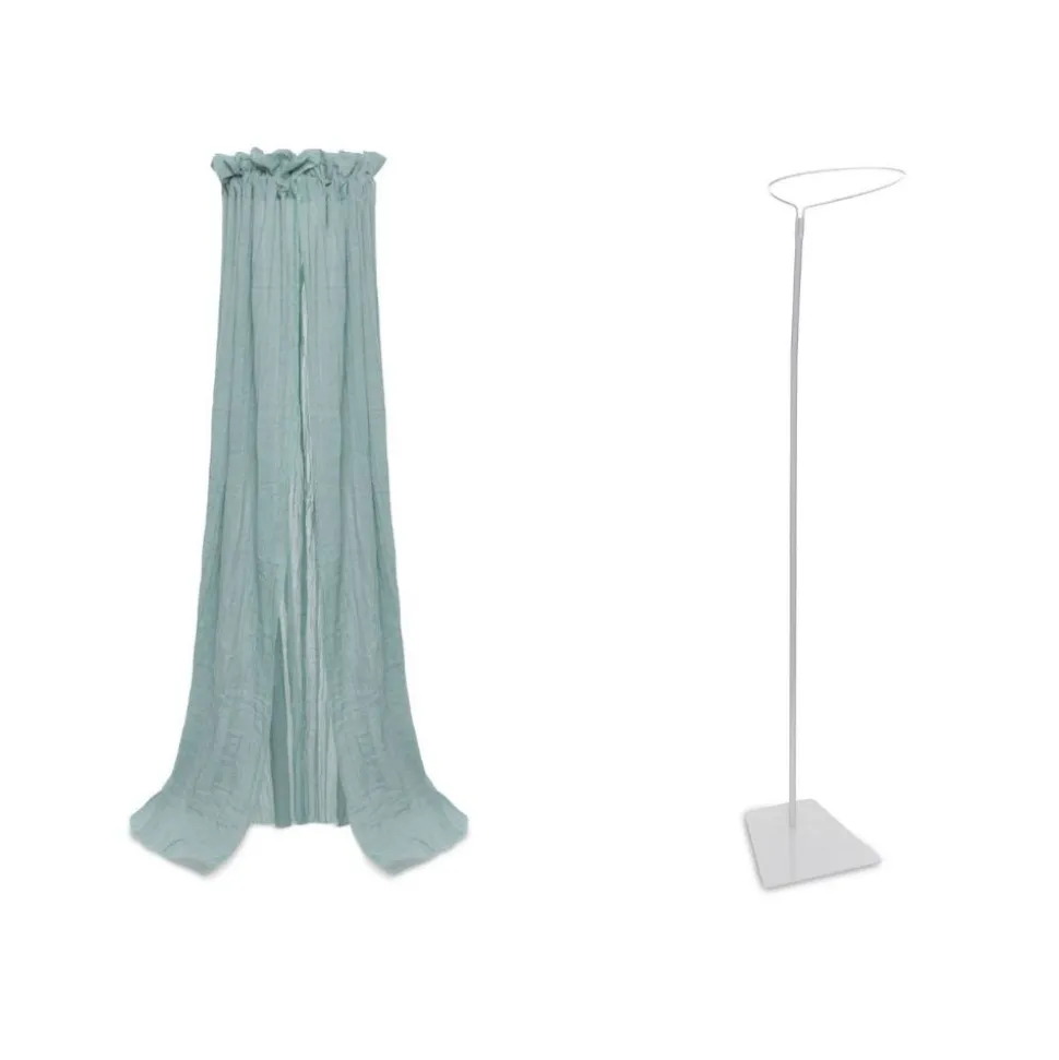 Pack ciel de lit vintage 155 cm sea green + flèche de lit blanche