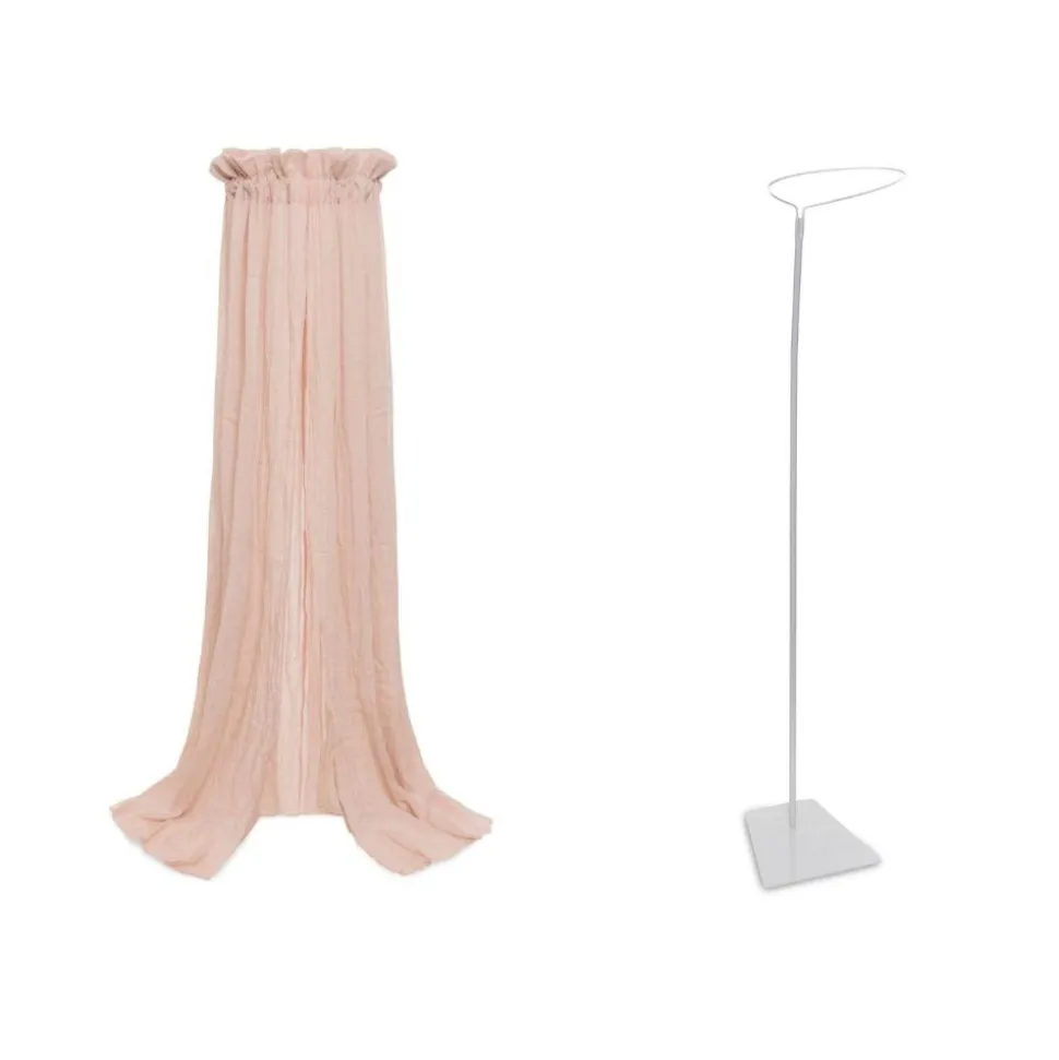 Pack ciel de lit vintage 155 cm wild rose + flèche de lit blanche