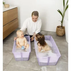 Pack complet baignoire flexi bath lavande + support + transat nouveau-né
