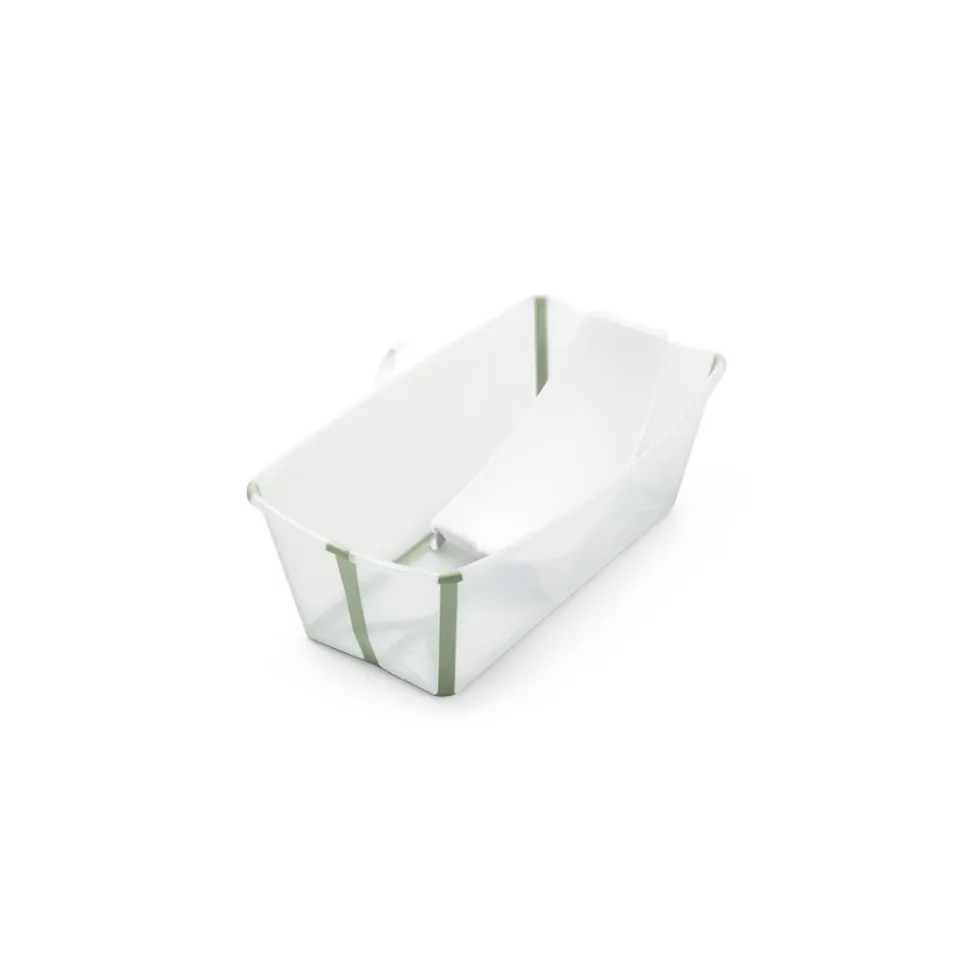 Pack complet baignoire flexi bath vert + support + transat nouveau-né
