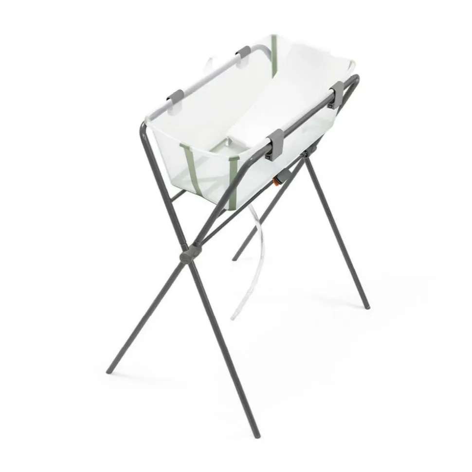 Pack complet baignoire flexi bath vert + support + transat nouveau-né