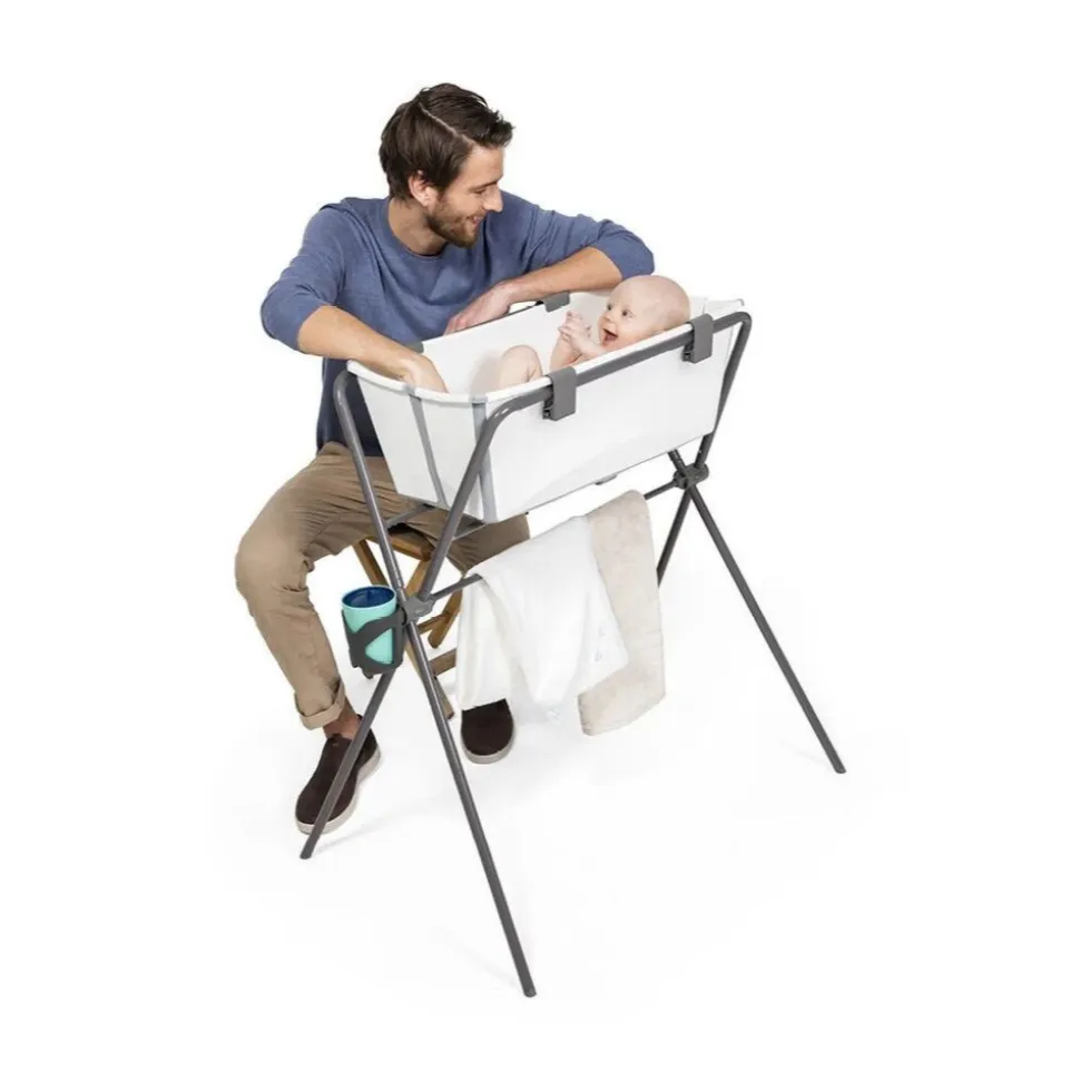Pack complet baignoire flexi bath blanche + support + transat nouveau-né