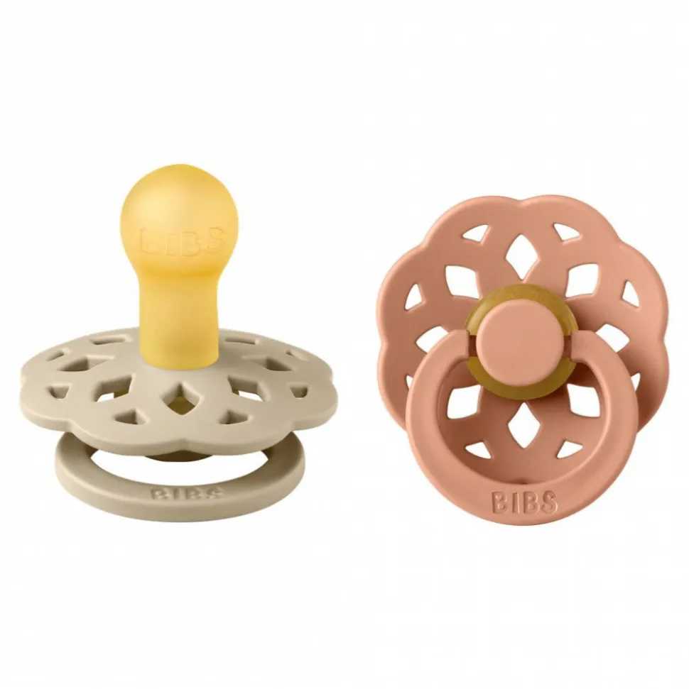 Pack de 2 sucettes bohème caoutchouc 0-6 mois vanilla et peach