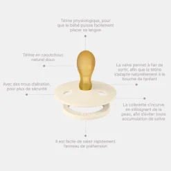 Pack de 2 sucettes colour caoutchouc symétrique 0-6 mois ivory et blush