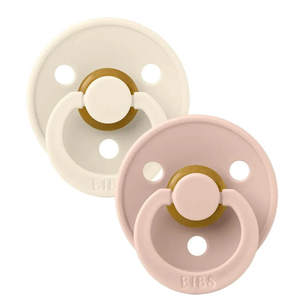 Pack de 2 sucettes colour caoutchouc symétrique 6 mois+ ivory et blush