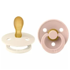 Pack de 2 sucettes colour caoutchouc symétrique 6 mois+ ivory et blush