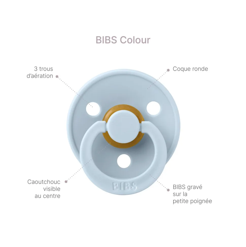 Pack de 2 sucettes colour caoutchouc phosphorescente 0-6 mois iron et baby blue