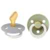 Pack de 2 sucettes colour caoutchouc anatomique phosphorescente 0-6 mois sage et cloud