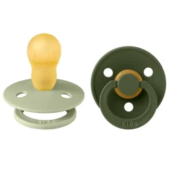Pack de 2 sucettes colour caoutchouc 18 mois+ sage et hunter green