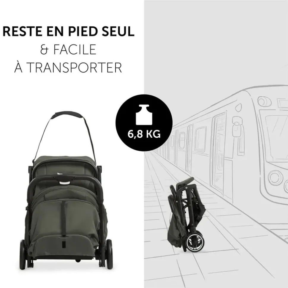 Pack duo poussette compacte travel n care olive + siège auto drive n care avec adaptateurs & base drive n care