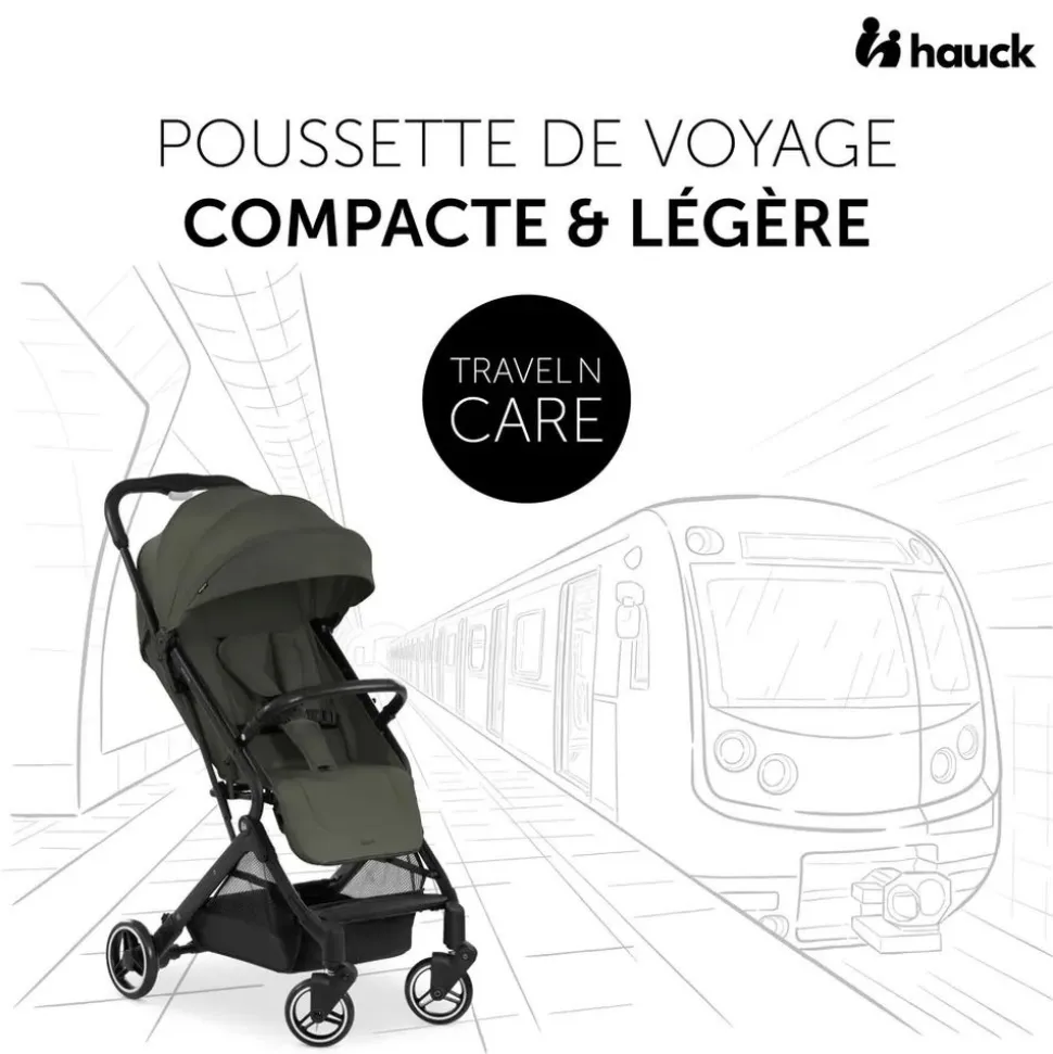 Pack duo poussette compacte travel n care olive + siège auto drive n care avec adaptateurs & base drive n care