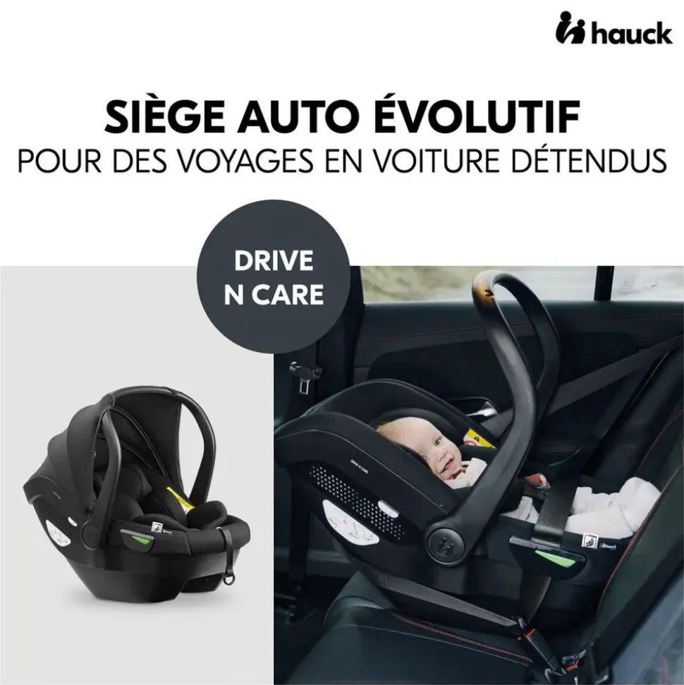Pack duo poussette compacte travel n care olive + siège auto drive n care avec adaptateurs & base drive n care