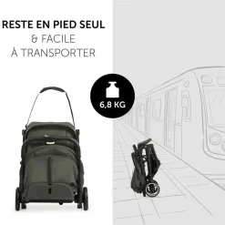 Pack duo poussette compacte travel n care olive + siège auto drive n care avec adaptateurs
