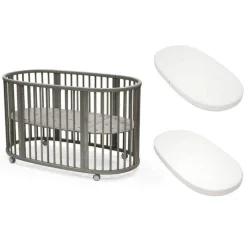 Pack lit sleepi hazy grey + matelas sleepi + drap housse blanc