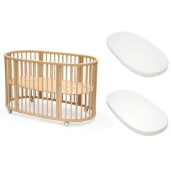 Pack lit sleepi natural + matelas sleepi + drap housse blanc