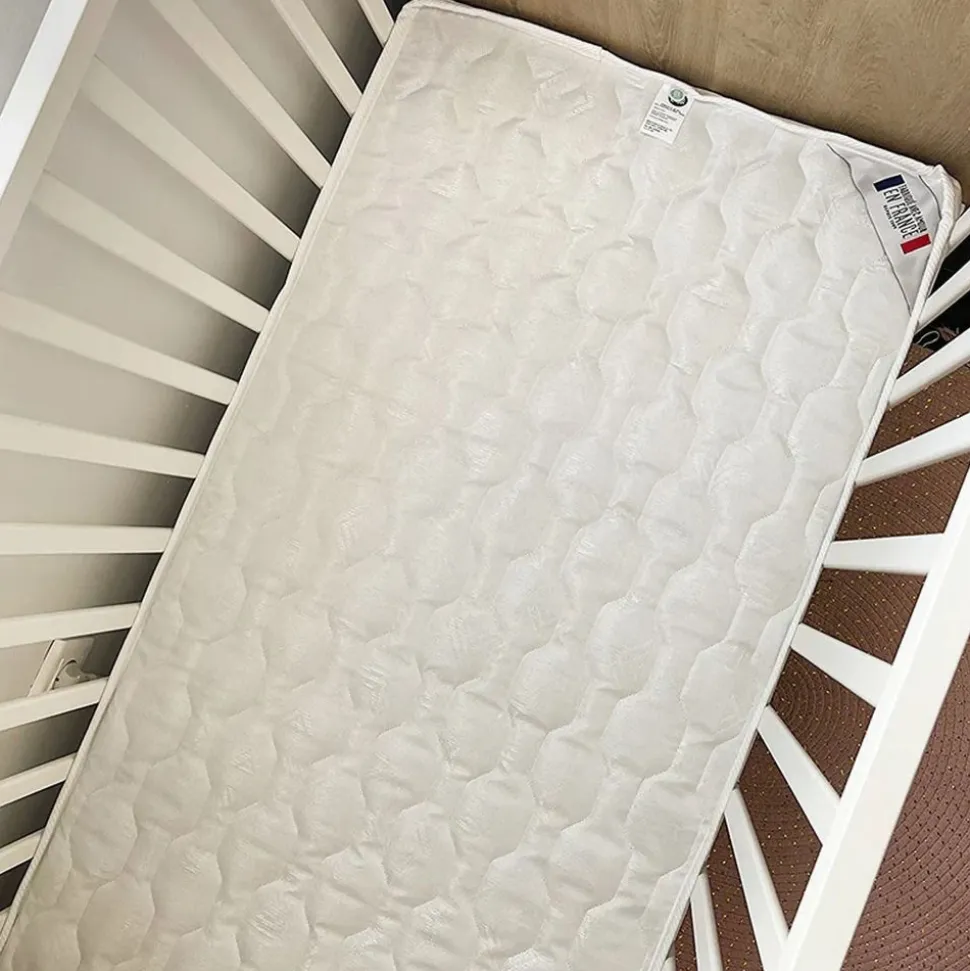 Pack matelas bébé climatisé + alèse blanc + drap housse blanc - 60 x 120 cm