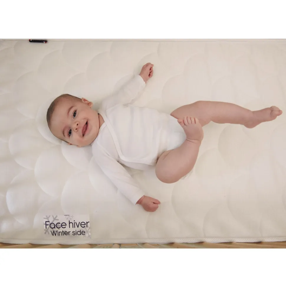 Pack matelas bébé climatisé + alèse blanc + drap housse blanc - 70x140 cm