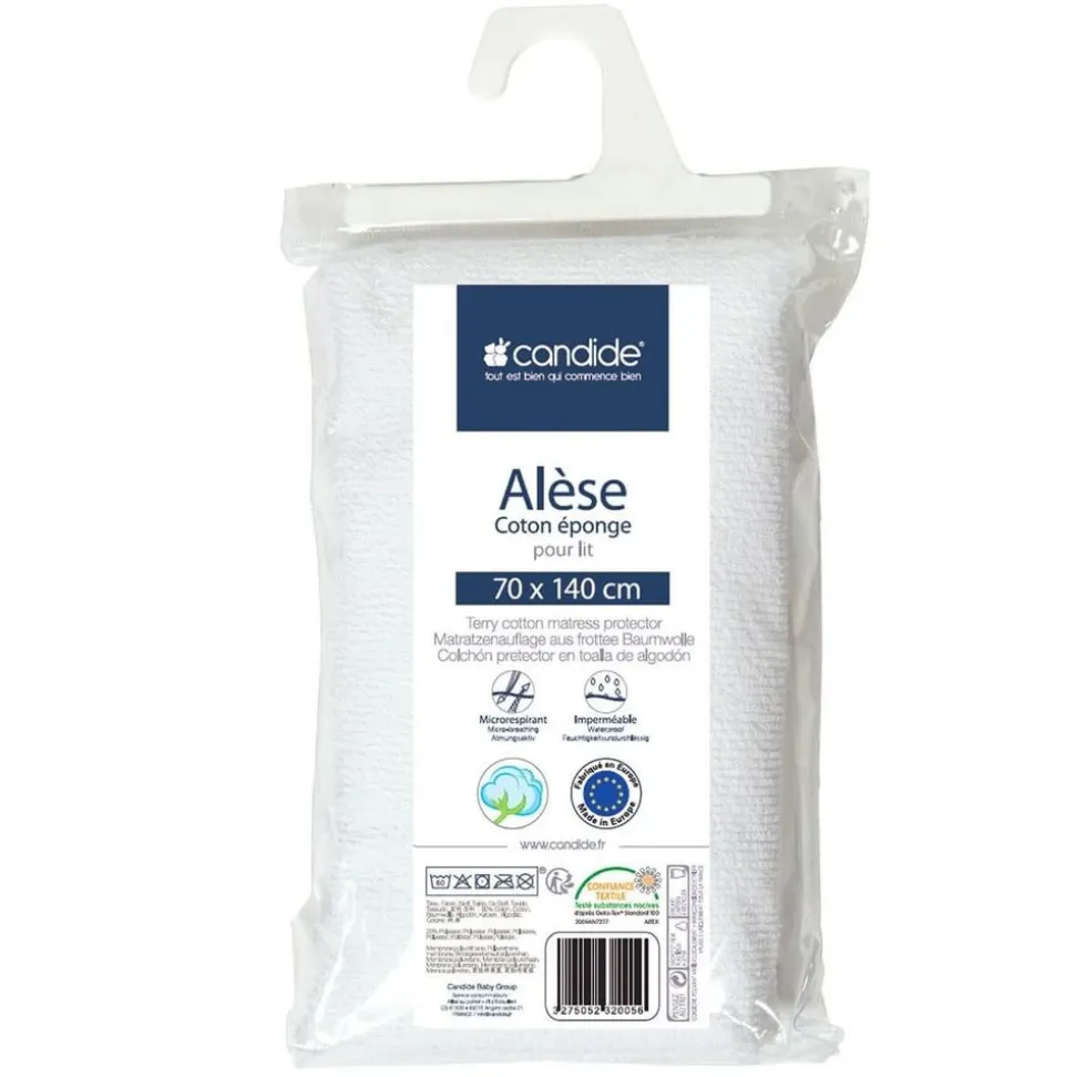 Pack matelas climatisé + alèse blanc + drap housse blanc - 70 x 140 cm