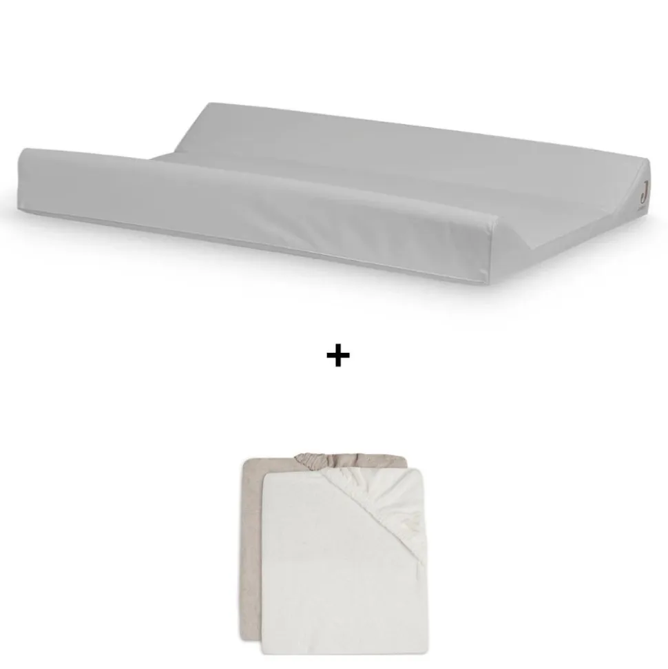 Pack matelas à langer 50 x 70 cm avec 2 housses éponge ivoire et nougat