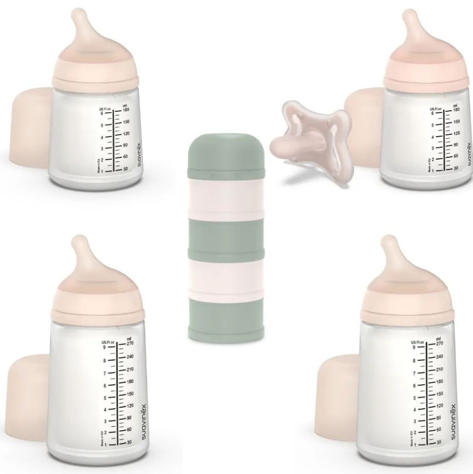 Pack naissance biberons anti colique zerø.zerø et boîte doseuse vert