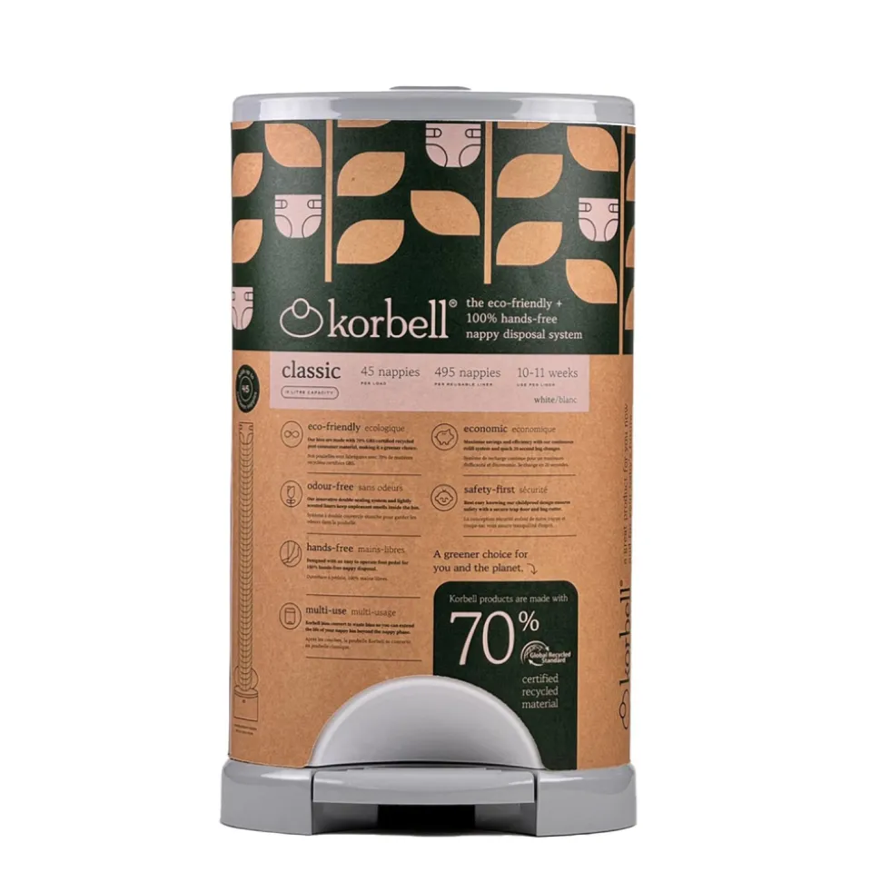 Pack poubelle à couches blanche 16l + 4 recharges anti-odeurs