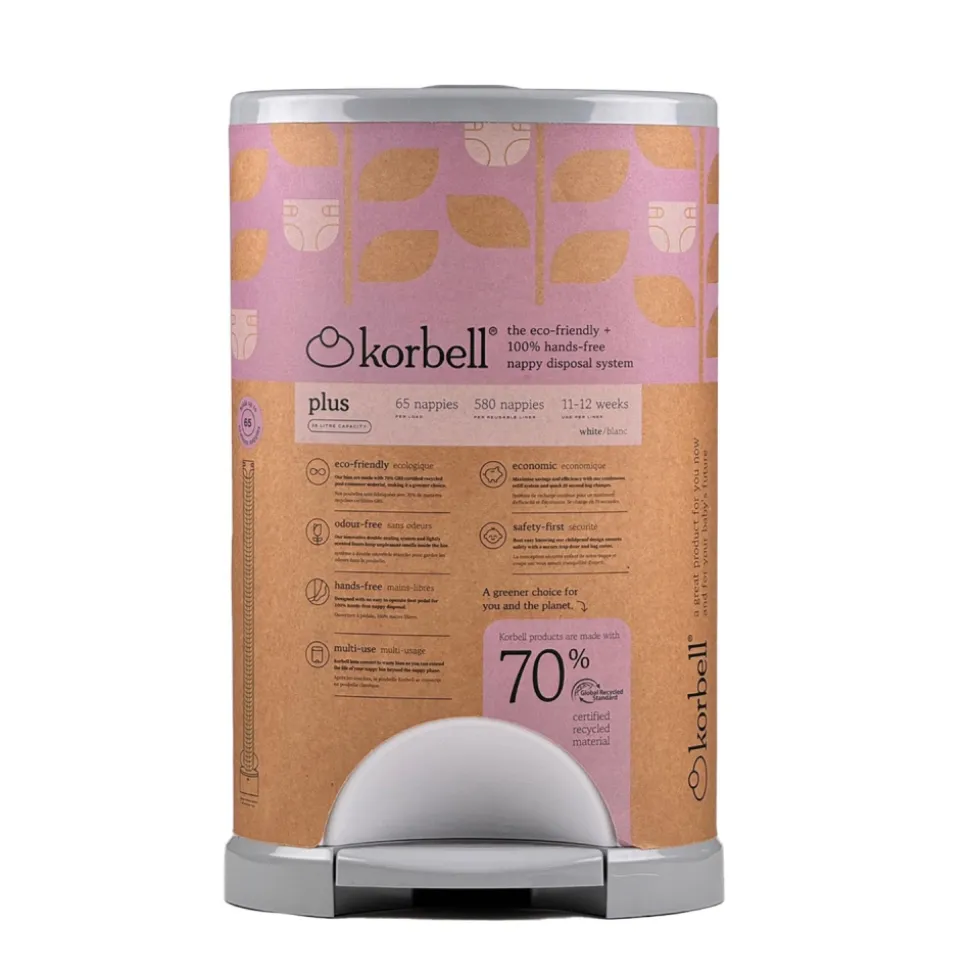 Pack poubelle à couches 26l blanche + 4 recharges anti-odeurs