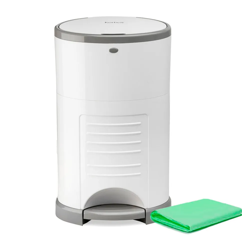 Pack poubelle à couches 26l blanche + 4 recharges anti-odeurs