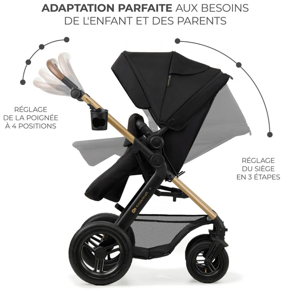 Pack poussette moov2 air 3 en 1 pure black