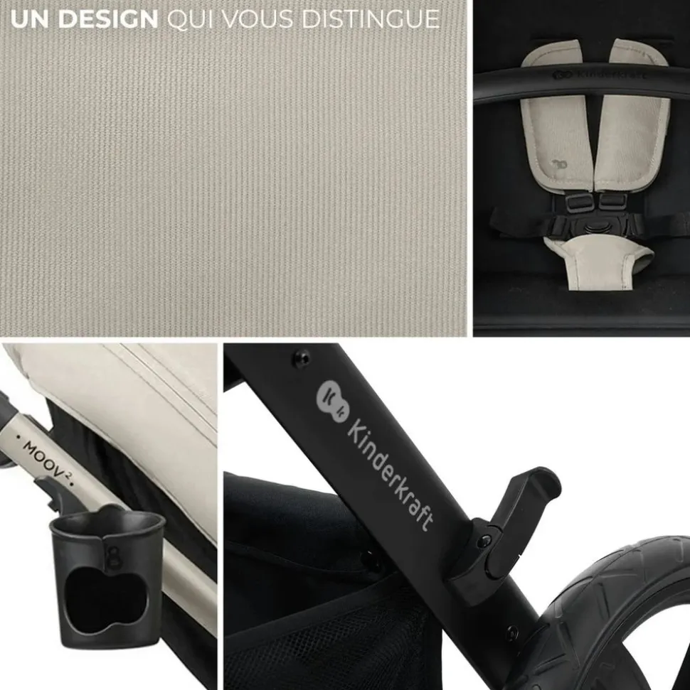Pack poussette moov2 3 en 1 sand beige eva wheels