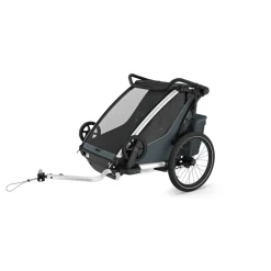 Pack remorque vélo chariot cross 2 places dark slate + kit jogging