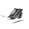 Pack remorque vélo chariot cross 2 places faded khaki + kit jogging
