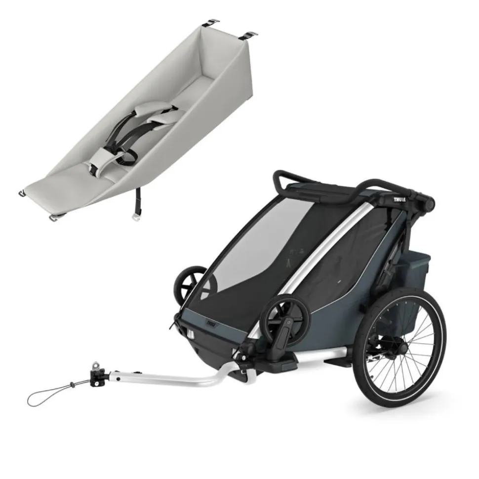 Pack remorque vélo chariot cross 2 dark slate + assise pour nouveau-né infant sling