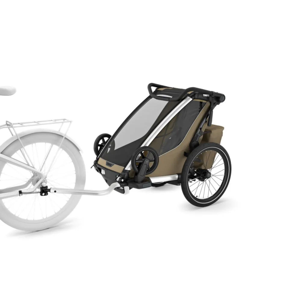 Pack remorque vélo chariot cross 1 faded khaki + assise pour nouveau-né infant sling