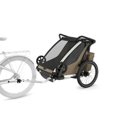 Pack remorque vélo chariot cross 2 faded khaki + assise pour nouveau-né infant sling + kit jogging