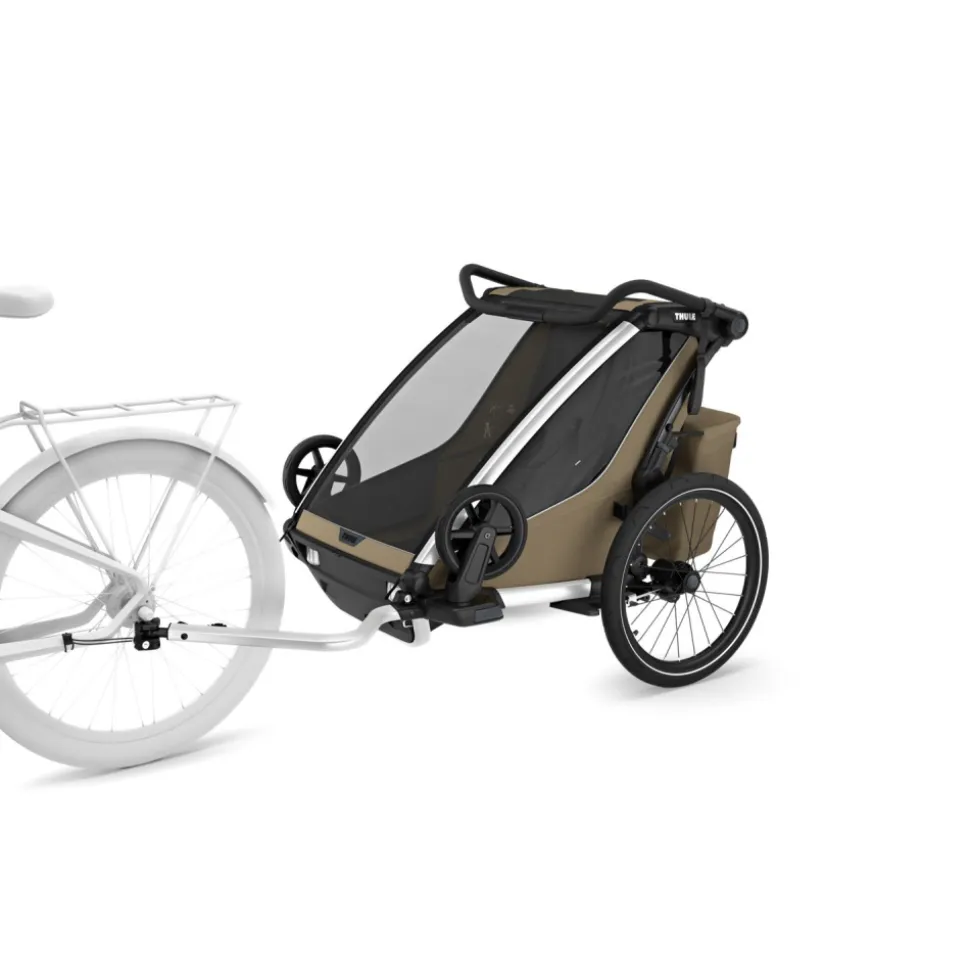 Pack remorque vélo chariot cross 2 faded khaki + assise pour nouveau-né infant sling + kit jogging