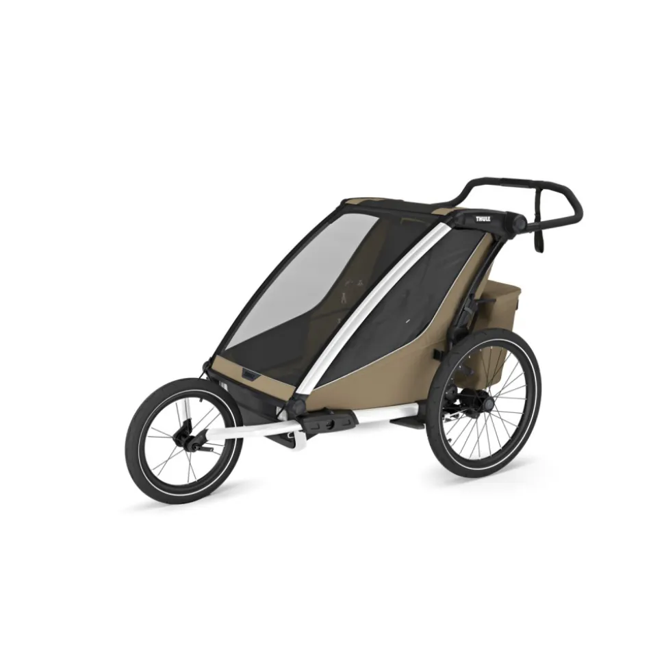 Pack remorque vélo chariot cross 2 faded khaki + assise pour nouveau-né infant sling + kit jogging