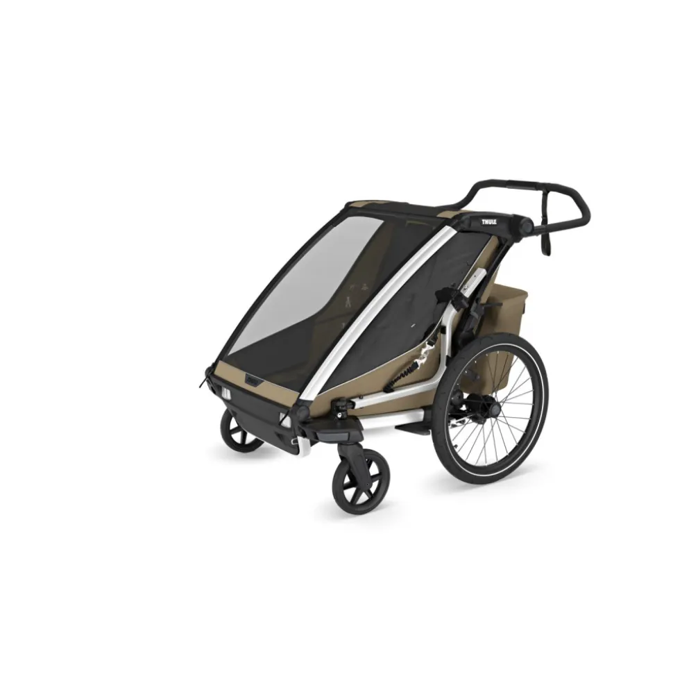 Pack remorque vélo chariot cross 2 faded khaki + assise pour nouveau-né infant sling + kit jogging