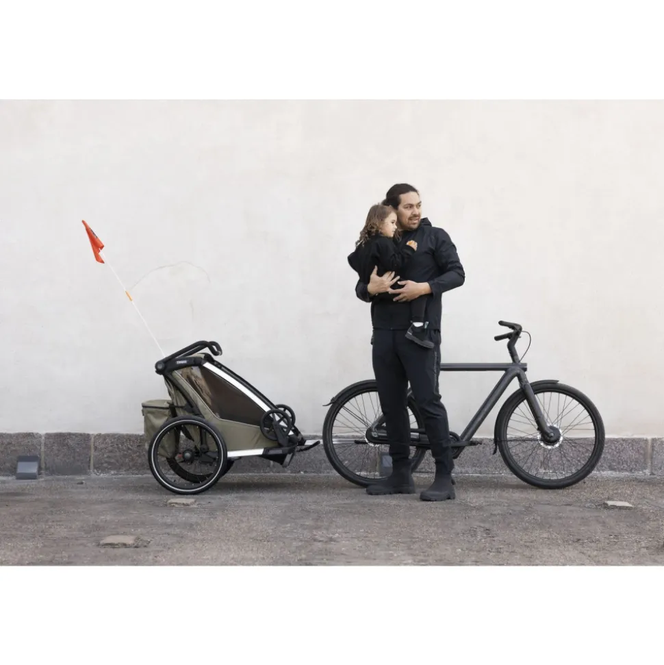 Pack remorque vélo chariot cross 2 faded khaki + assise pour nouveau-né infant sling + kit jogging