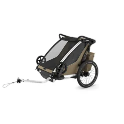 Pack remorque vélo chariot cross 2 faded khaki + assise pour nouveau-né infant sling