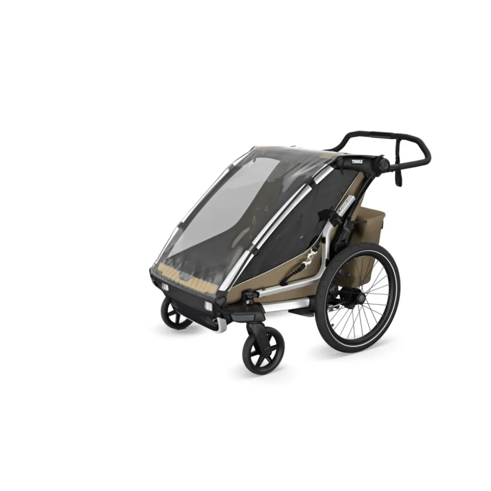 Pack remorque vélo chariot cross 1 place faded khaki + kit jogging