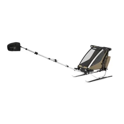 Pack remorque vélo chariot cross 1 place faded khaki + kit jogging