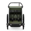Pack remorque vélo chariot lite 2 places vintage green + assise pour nouveau-né infant sling + kit jogging