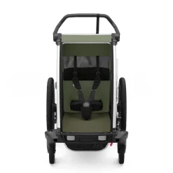 Pack remorque vélo chariot lite 1 place vintage green + assise pour nouveau-né infant sling + kit jogging