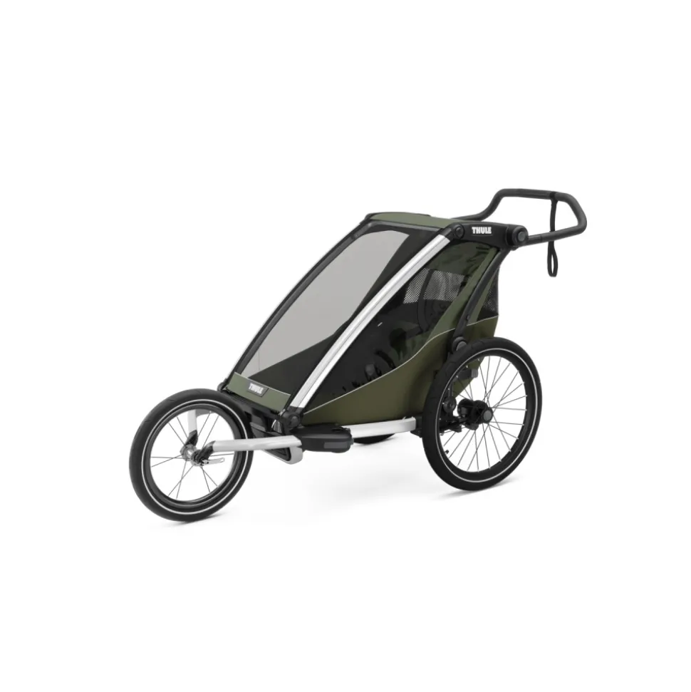 Pack remorque vélo chariot lite 1 place vintage green + assise pour nouveau-né infant sling + kit jogging