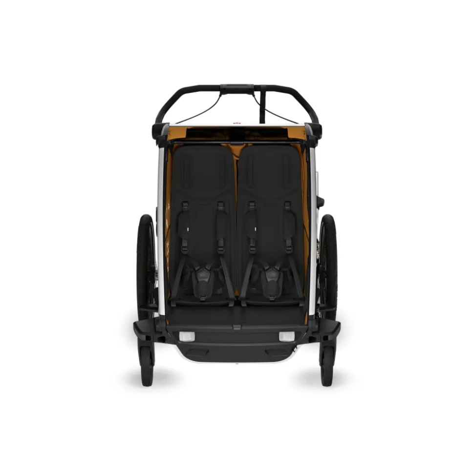 Pack remorque vélo chariot sport 2 places natural gold + kit jogging